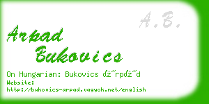 arpad bukovics business card